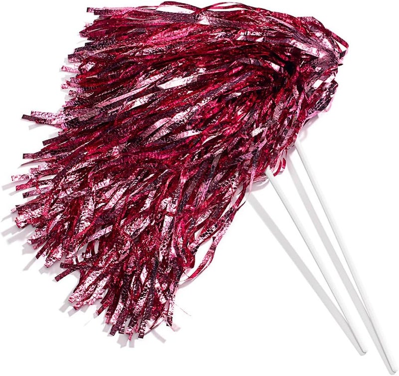 Anderson's Metallic Foil Textured School Spirit Shakers, Cheerleader Pom Poms, Football, Basketball, Homecoming Squad, Team, Party, Dance, Club, Performance, Fan Celebration Pack of 10 - Image 1